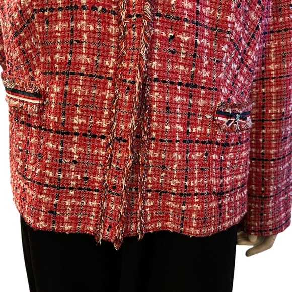 Basler Gmbh Black, Red, and White Size 16 Tweed Plaid Ladies Jacket - Picture 8 of 13